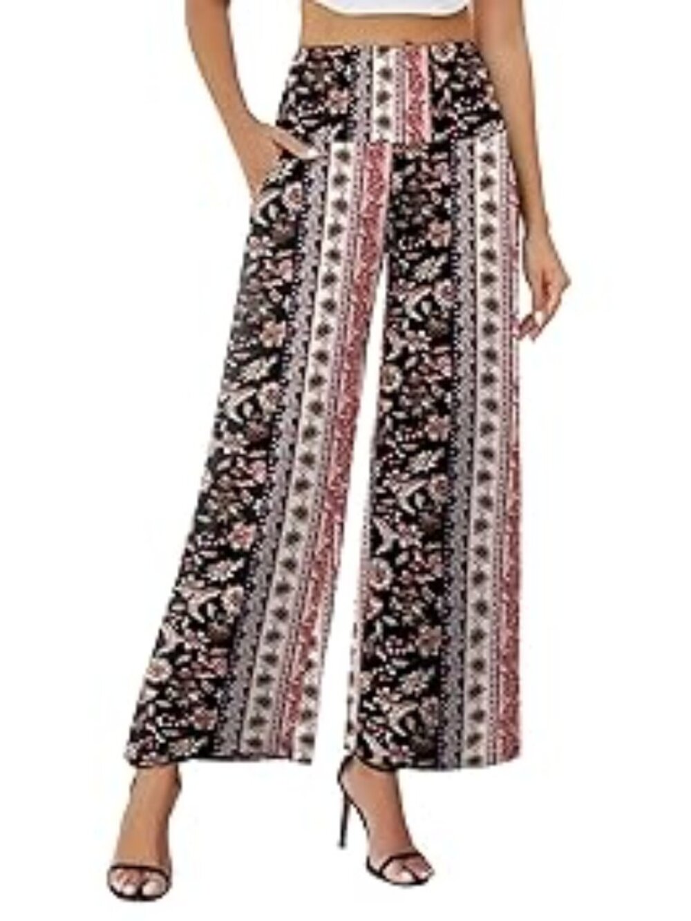 Arolina LNC Stretchy Wide Leg Lounge Palazzo Pants w/Pockets 3X "Red/Brown"